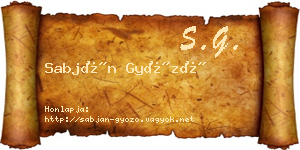 Sabján Győző névjegykártya